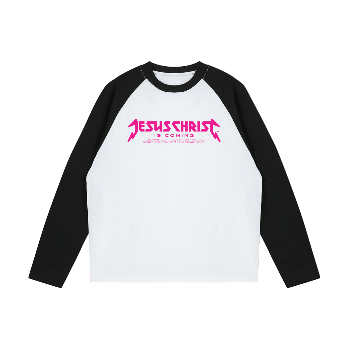 Logo Pink Color-Blocked Raglan Long-Sleeve Tee