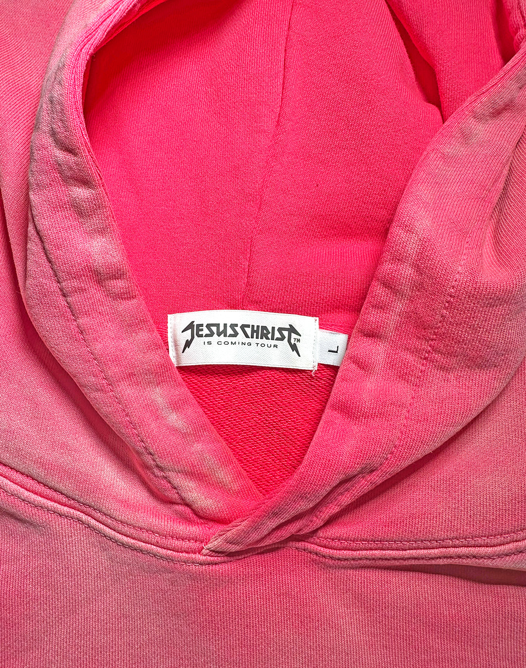 White Logo Band Heavyweight Sunfade Oversized Pink Hoodie