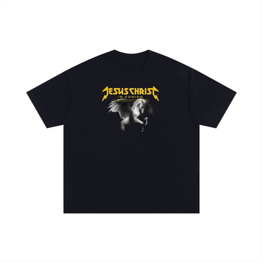 Jesus Christ is Coming White Horse Unisex Oversized Cotton T-Shirt