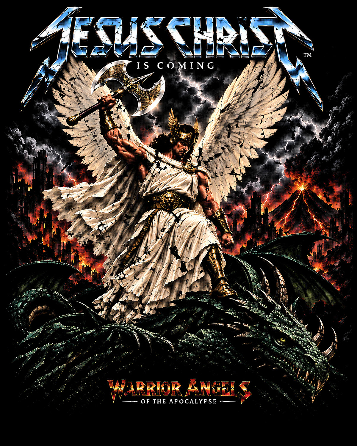 Warrior Angel with Axe - Unisex Oversized T-Shirt