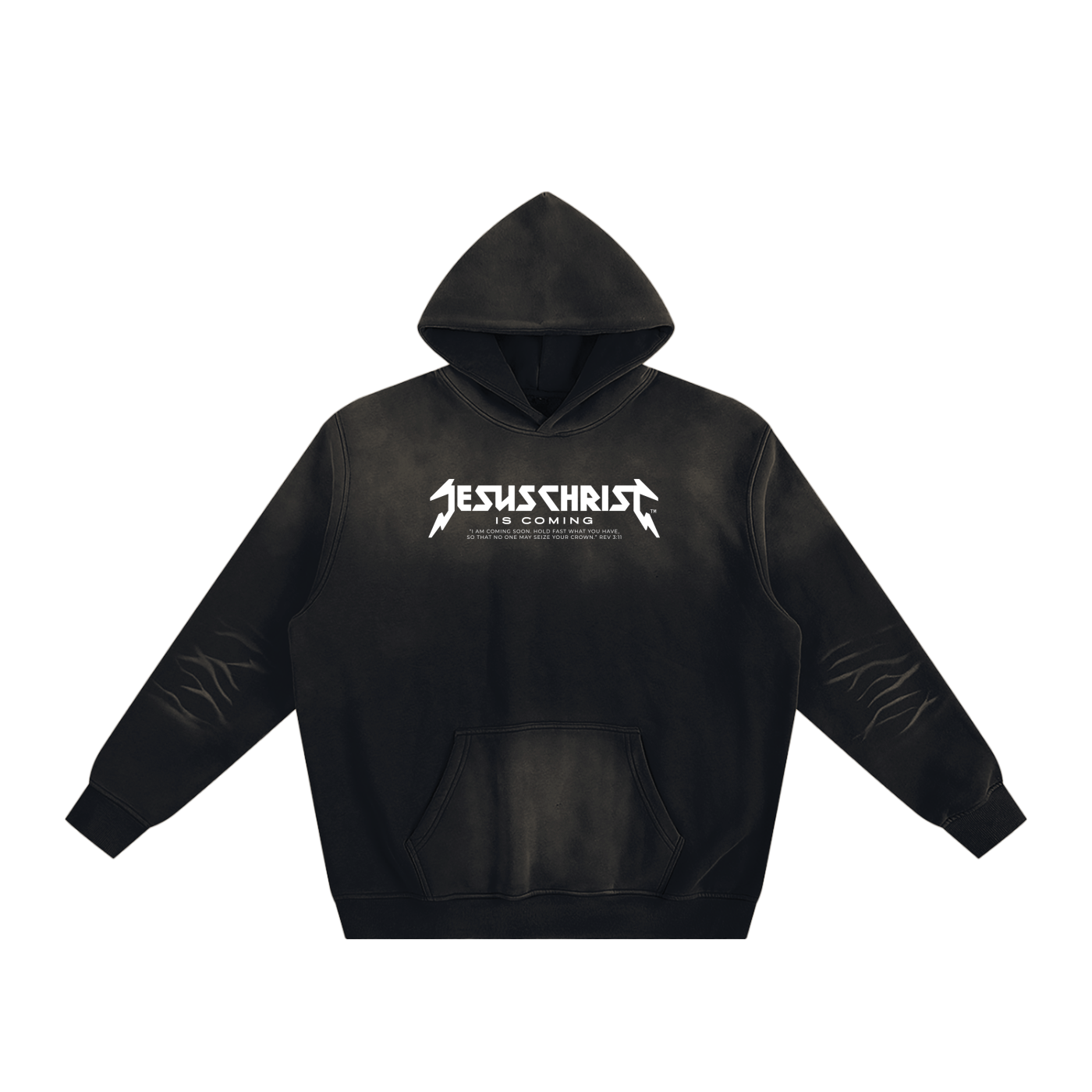 Logo White Sunfade Fleeced Hoodie