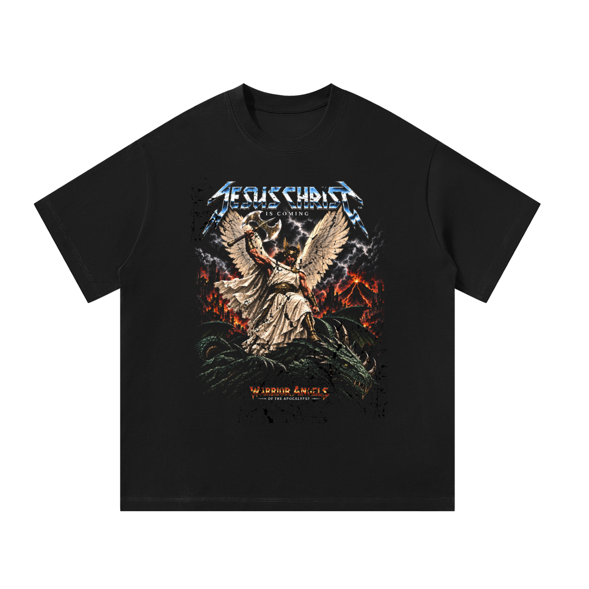 Warrior Angel with Axe - Unisex Oversized T-Shirt
